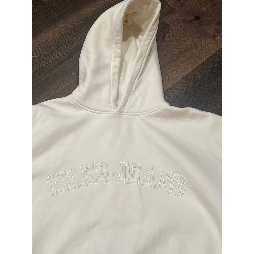 Sisters and Seekers SKRS Jeans‎ Hoodie White Embroidered Fleece Large